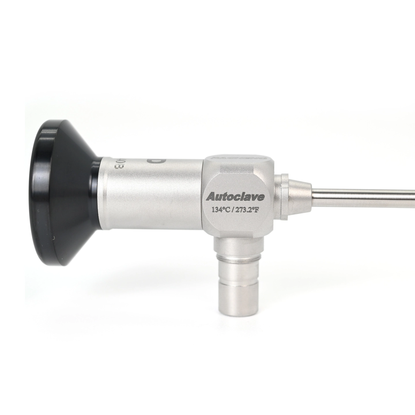 Autoclavable rigid sinus medical scope housing laser engraved with sterilization parameters
